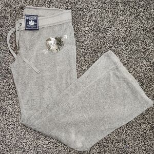 Vtg Y2K 2000s Victoria’s Secret PINK Low Rise Shimmer Bling Sweatpants Gray Sz L